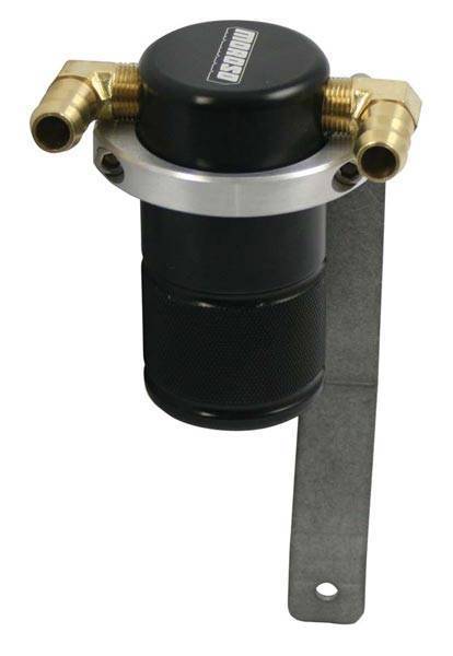 Moroso Performance - MOR85633 - Air-Oil Separator Small Body, Black Anodized, Chrysler 5.7 with Factory Intake, See Details for Complete Applications