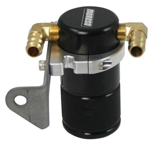 Moroso Performance - MOR85641 - Air-Oil Separator Small Body, Black Anodized, Chrysler 5.7 with Aftermarket Intake, See Details for Complete Applications
