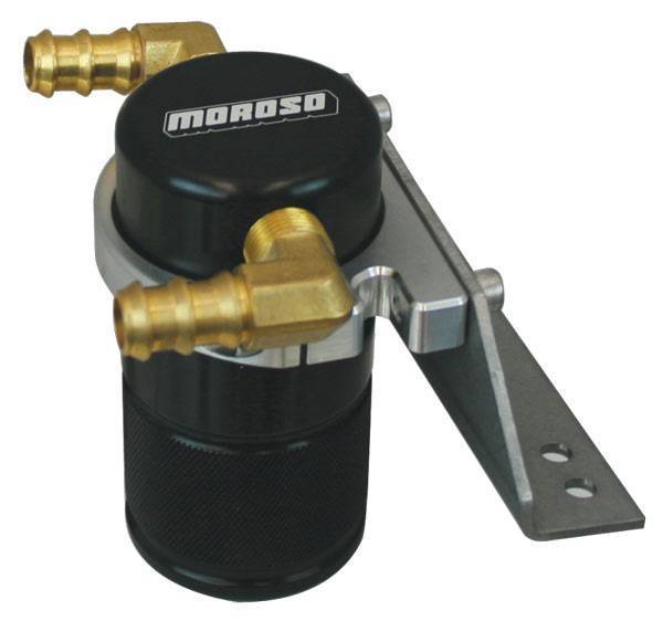 Moroso Performance - MOR85677 - Air-Oil Separator Small Body, 2011-14 Ford F-150 Ecoboost, 5.0L, Black Anodized