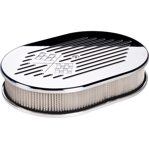 Billet Specialties - Air Cleaner, Small Oval Cross Flags Polished Billet Specialties 15327