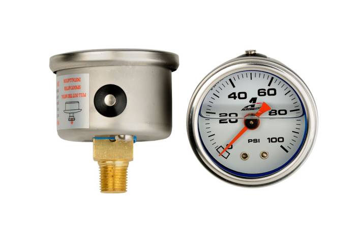 Aeromotive Fuel System - Fuel Pressure Gauge Fuel Injection 0-100 psi Liquid Filled Aeromotive 15633