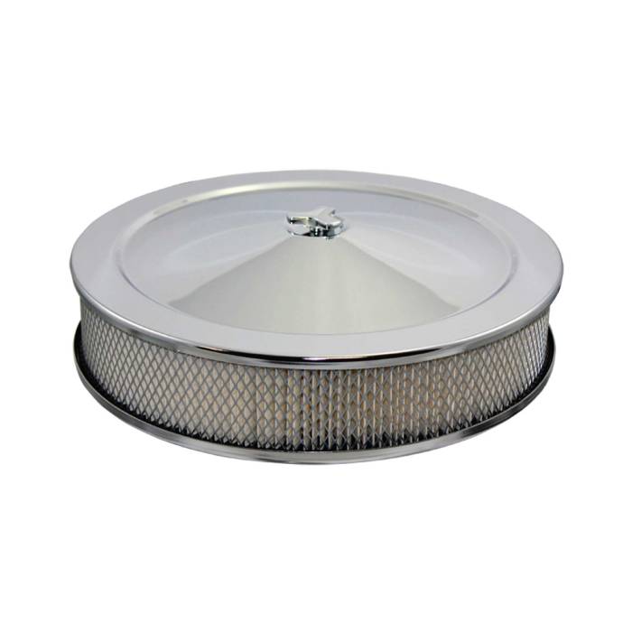 Top Street Performance - Top Street Performance Air Cleaner 14 in Round Muscle Car Style Stainless Steel Flat Base SP4352