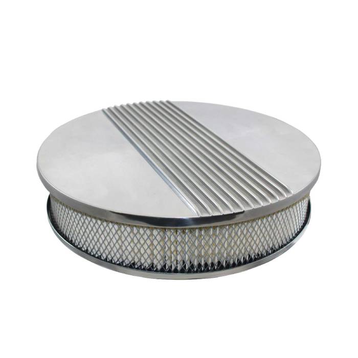Top Street Performance - Top Street Performance Air Cleaner Kit 14 in Round Retro Finned Top Paper Filter Flat Base Polished Aluminum SP6330