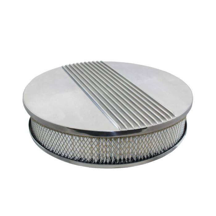 Top Street Performance - Top Street Performance Air Cleaner Kit 14 in Round Retro Finned Top Paper Filter Hi Lip Base Polished Aluminum SP6332