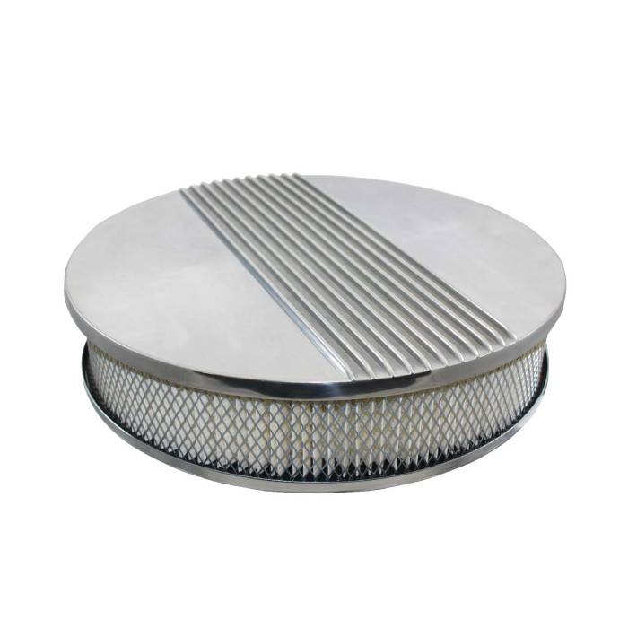 Top Street Performance - Top Street Performance Air Cleaner Kit 14 in Round Retro Finned Top Paper Filter Recessed Base Polished Aluminum SP6336