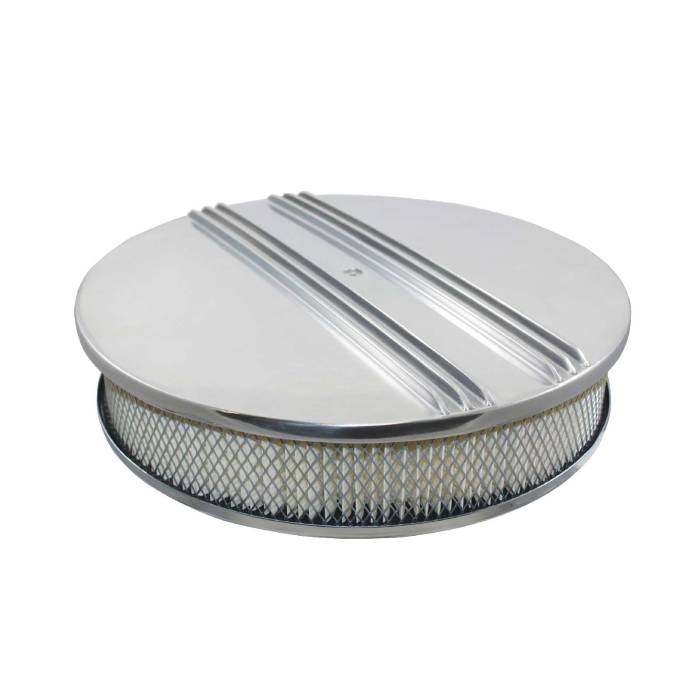 Top Street Performance - Top Street Performance Air Cleaner Kit 14 in Round Center Finned Top Paper Filter Recessed Base Polished Aluminum SP6346