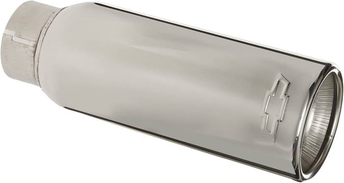 GM (General Motors) - 22799812 - Chevrolet Performance Parts Exhaust Tip - Double Wall, Staight Cut- With Bowtie Logo - For Use With Chevrolet Performance Parts Cat Back Exhaust Systems- 2001-2006 Chevy/ Gmc Trucks