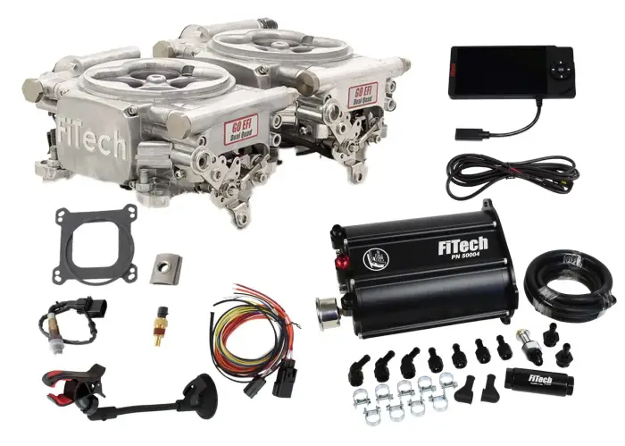 FiTech Fuel Injection - Fitech 35261 Go EFI 2x4 625HP System Aluminum Finish Master Kit w/ Force Fuel, Fuel Delivery System