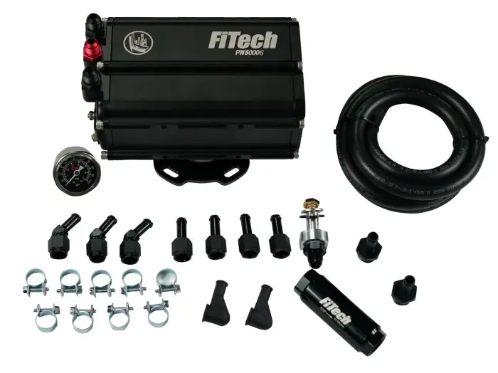 FiTech Fuel Injection - Fitech 35504 Go EFI 4 600 HP Power Adder Matte Black EFI System With Force Fuel Mini Delivery Master Kit