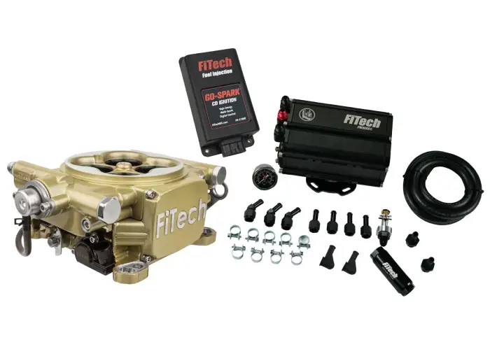 FiTech Fuel Injection - Fitech 35505 Easy Street 600 HP Classic Gold EFI System With Force Fuel Mini Delivery Master Kit