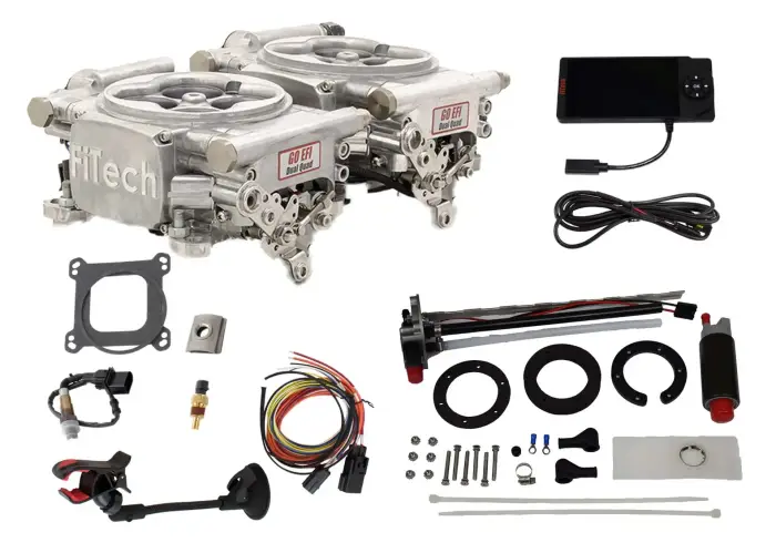 FiTech Fuel Injection - Fitech 36261 Go EFI 2x4 625 HP EFI System Aluminum Finish Master Kit With In Tank Retrofit Kit-P/N 50015