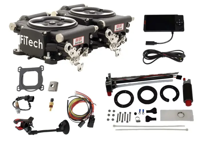 FiTech Fuel Injection - Fitech 36262 Go EFI 2x4 625 HP EFI System Matte Black Finish With In Tank Retrofit Kit-P/N 50015