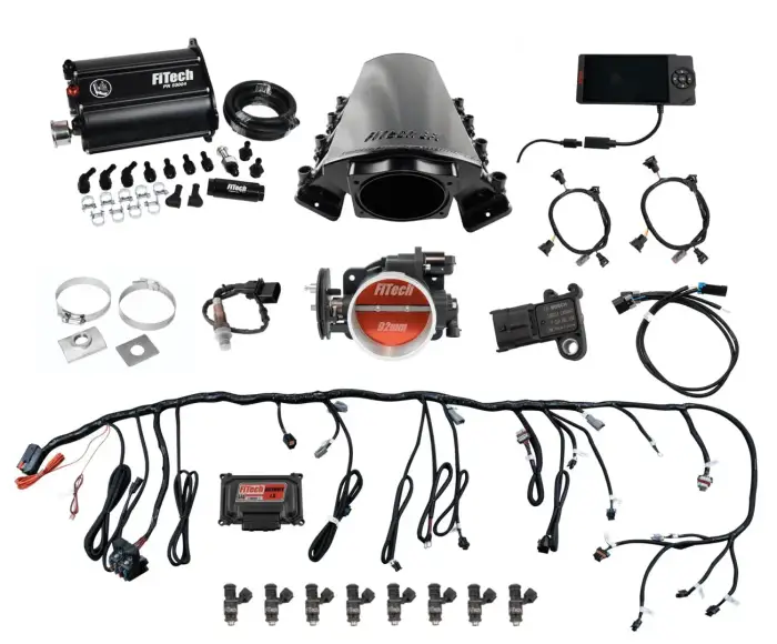 FiTech Fuel Injection - Fitech 75215 Ultimate LS 500 HP EFI System With Short LS7 Port Intake & Force Fuel Master Kit
