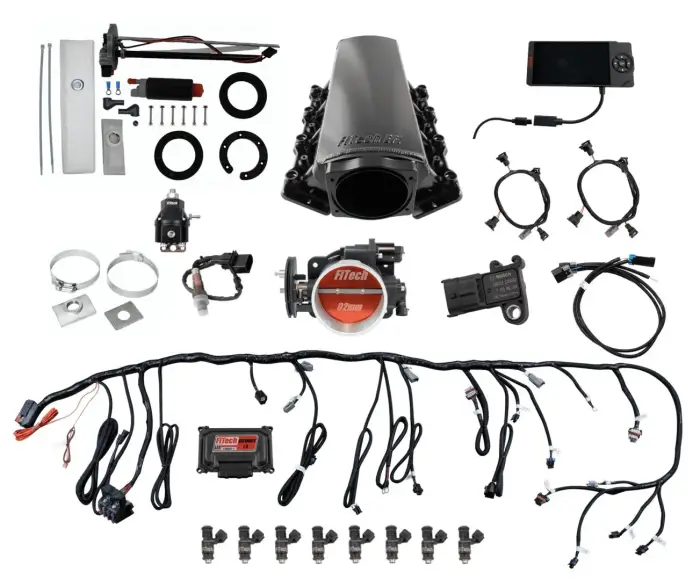 FiTech Fuel Injection - Fitech 76201 Ultimate LS 500 HP EFI System With Short Cathedral Intake, In Tank 340 LPH Pump Module & Go Fuel Regulator Master Kit