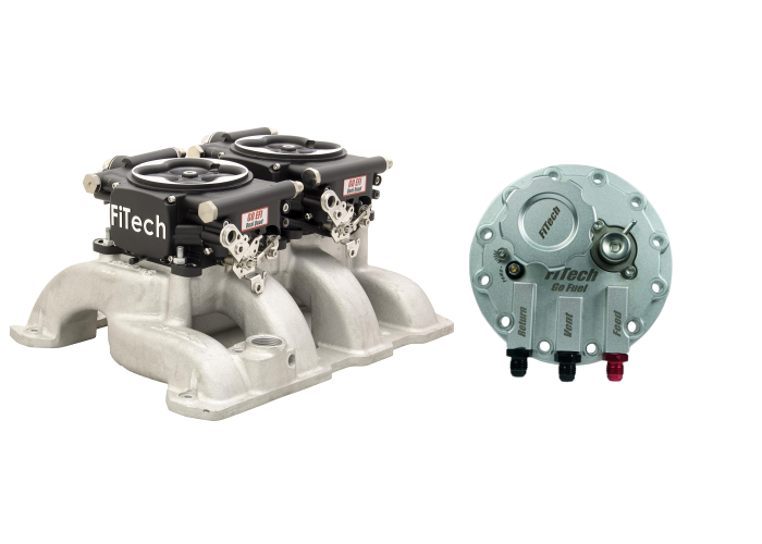 FiTech Fuel Injection - Fitech 36362 Go EFI 2x4 625 HP Matte Black EFI System With Go Fuel Returnless In-Tank Module Master Kit