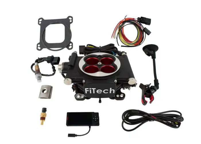 FiTech Fuel Injection - Fitech 93554 Go EFI 4 600 HP Power Adder Matte Black EFI System With Force Fuel Mini Delivery Master Kit & Go Spark CDI Box