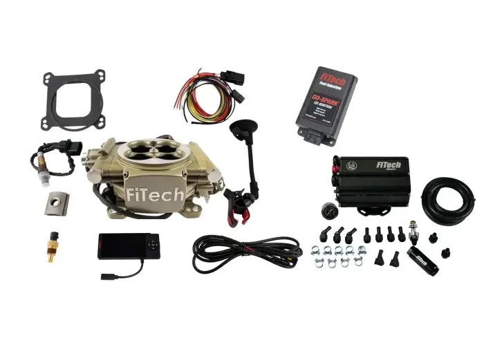 FiTech Fuel Injection - Fitech 93555 Easy Street 600 HP Classic Gold EFI System With Force Fuel Mini Delivery Master Kit & Go Spark CDI Box
