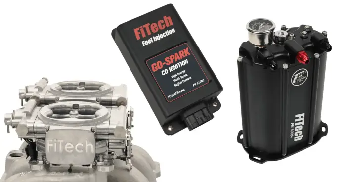 FiTech Fuel Injection - Fitech 93561 Go EFI 2x4 625 HP Bright Aluminum EFI System With Force Fuel Delivery Master Kit & Go Spark CDI Box