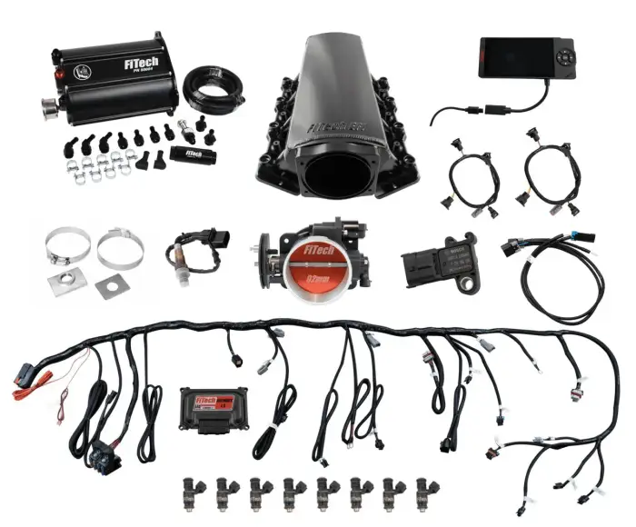 FiTech Fuel Injection - Fitech 75201 Ultimate LS 500 HP EFI System With Short Cathedral Intake & Force Fuel Master Kit