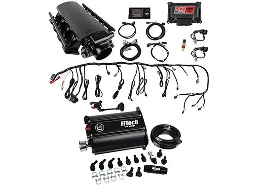 FiTech Fuel Injection - Fitech 75204 Ultimate LS 750 HP EFI System With Short Cathedral Intake, Transmission Control & Force Fuel Master Kit
