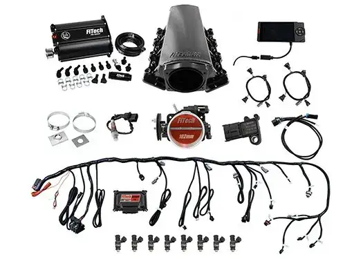 FiTech Fuel Injection - Fitech 75208 Ultimate LS 750 HP EFI System With Long Runner Cathedral Intake & Force Fuel Master Kit