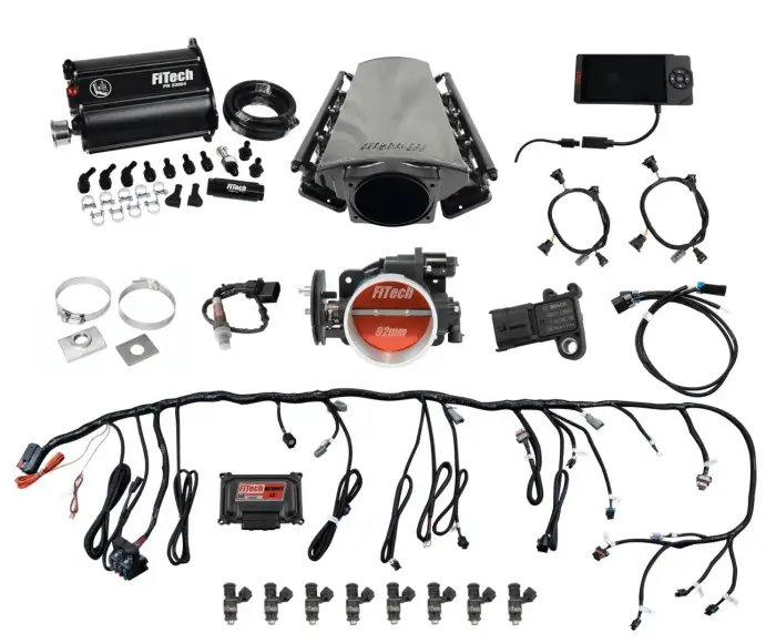 FiTech Fuel Injection - Fitech 75211 Ultimate LS 500 HP EFI System With Short LS3 Port Intake & Force Fuel Master Kit
