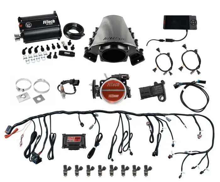 FiTech Fuel Injection - Fitech 75217 Ultimate LS 750 HP EFI System With Short LS7 Port Intake & Force Fuel Master Kit