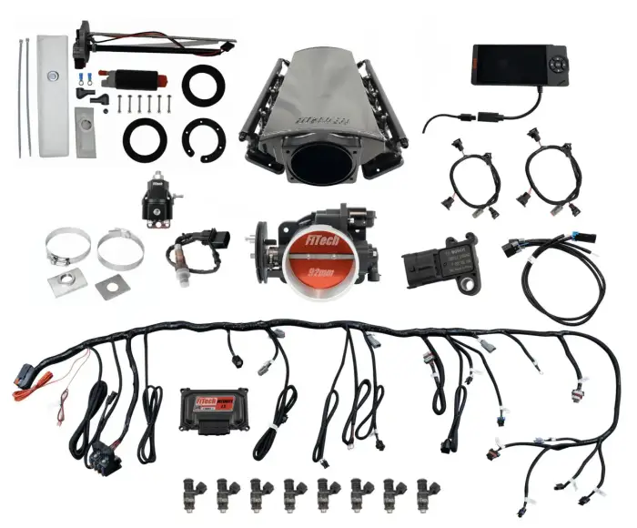 FiTech Fuel Injection - Fitech 76211 Ultimate LS 500 HP EFI System With Short LS3 Port Intake, In Tank 340 LPH Pump Module & Go Fuel Regulator Master Kit