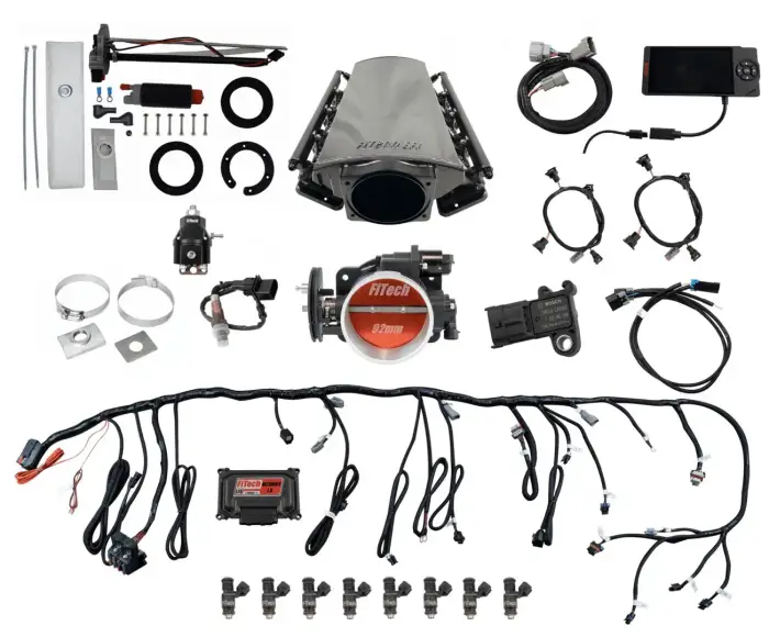 FiTech Fuel Injection - Fitech 76212 Ultimate LS 500 HP EFI System With Short LS3 Port Intake, Transmission Control, In Tank 340 LPH Pump Module & Go Fuel Regulator Master Kit