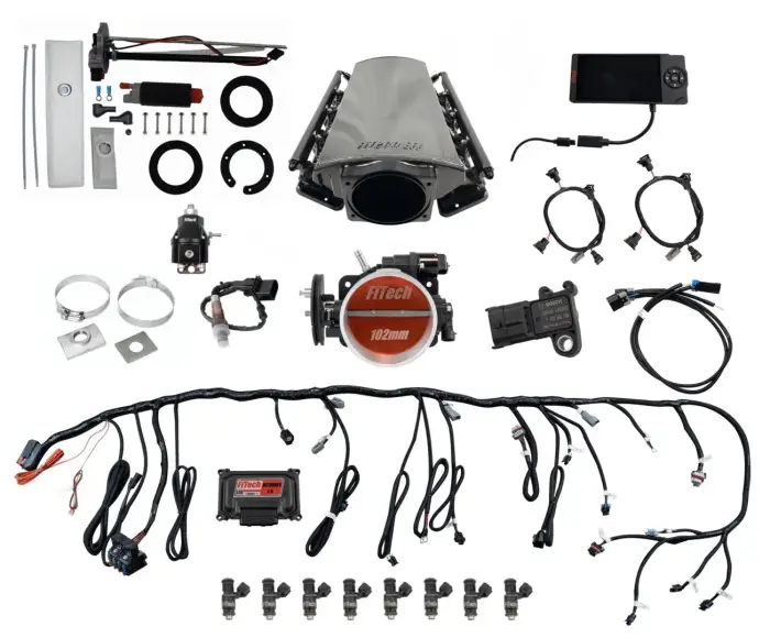 FiTech Fuel Injection - Fitech 76213 Ultimate LS 750 HP EFI System With Short LS3 Port Intake, In Tank 340 LPH Pump Module & Go Fuel Regulator Master Kit