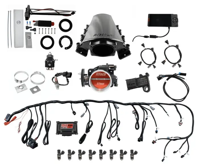 FiTech Fuel Injection - Fitech 76215 Ultimate LS 500 HP EFI System With Short LS7 Port Intake, In Tank 340 LPH Pump Module & Go Fuel Regulator