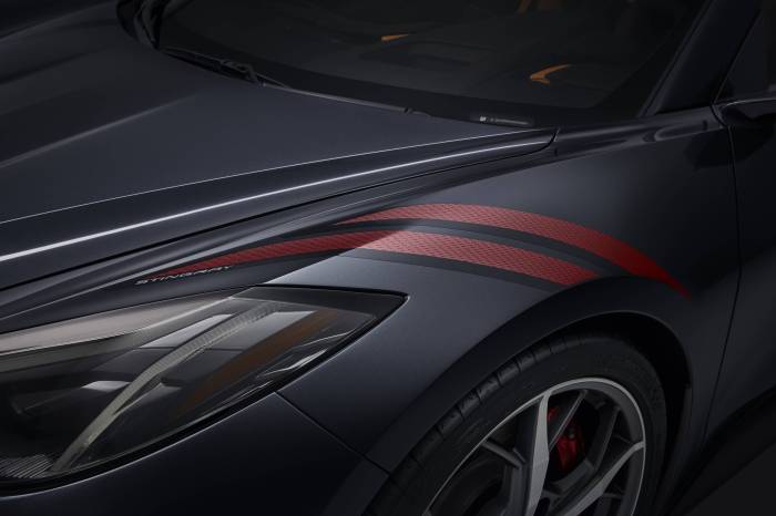 GM (General Motors) - 84290344 - Fender Hash Marks Stripe Package, 2020+ Corvette, Carbon Flash Metallic with Edge Red Accent