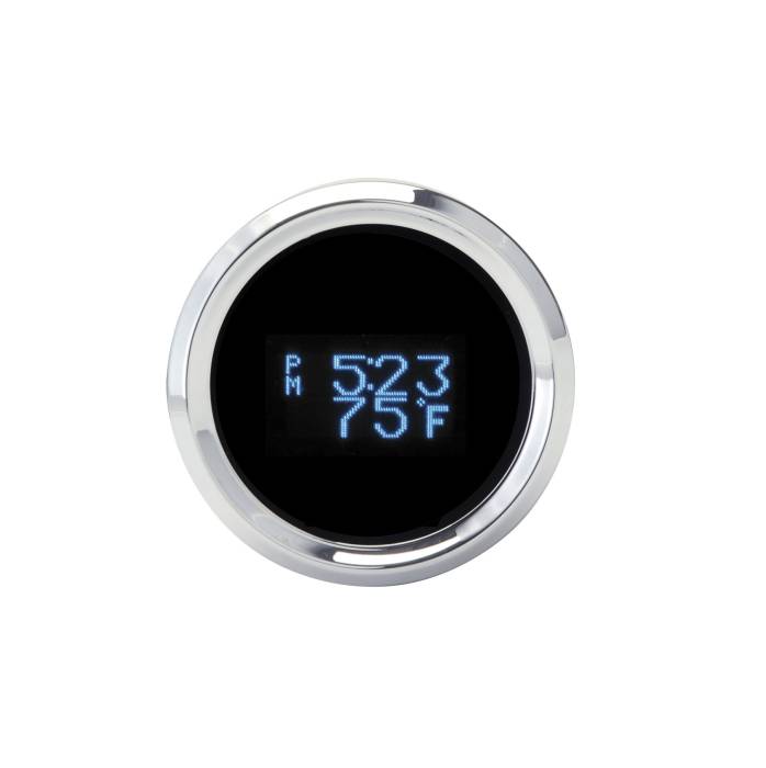 Dakota Digital - Dakota Digital SLX-16-1-C - Round Clock/Outside Air Temp/Day of Week, 2-1/16", chrome, blue