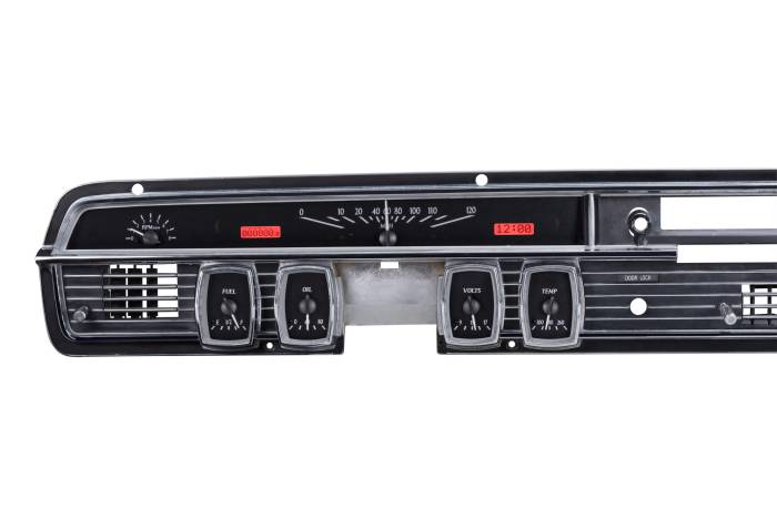 Dakota Digital - Dakota Digital VHX-64L-K-R - 1964-65 Lincoln Continental VHX System, Black Alloy Style Face, Red Display
