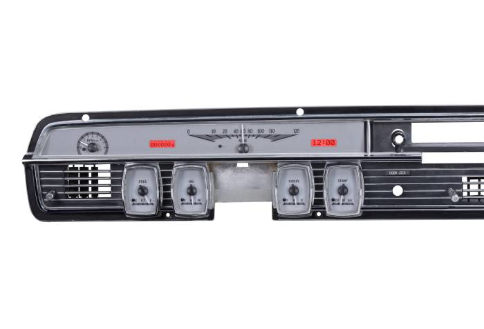 Dakota Digital - Dakota Digital VHX-64L-S-R - 1964-65 Lincoln Continental VHX System, Silver Alloy Style Face, Red Display