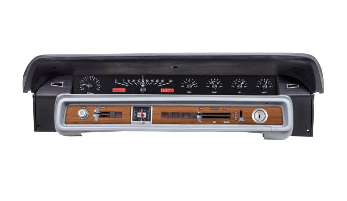 Dakota Digital - Dakota Digital VHX-65F-GAL-K-R - 1965-66 Ford Galaxie VHX System, Black Alloy Style Face, Red Display