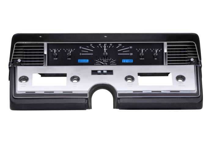 Dakota Digital - Dakota Digital VHX-66L-K-B - 1966-69 Lincoln Continental VHX System, Black Alloy Style Face, Blue Display