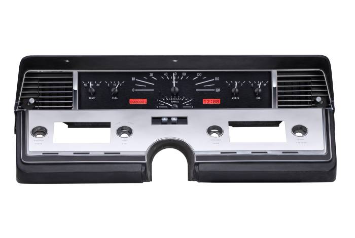 Dakota Digital - Dakota Digital VHX-66L-K-R - 1966-69 Lincoln Continental VHX System, Black Alloy Style Face, Red Display
