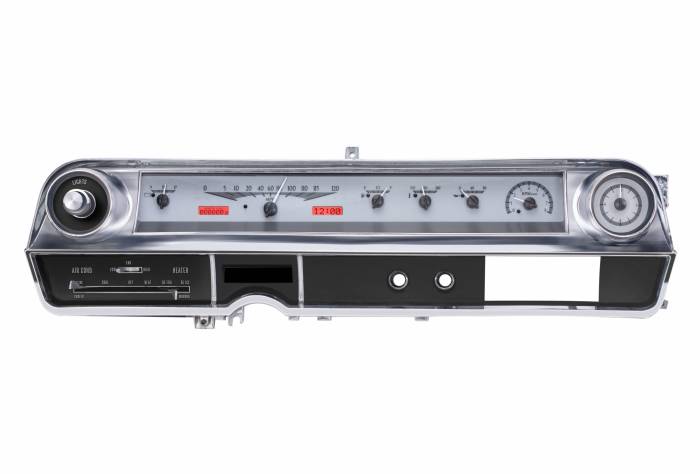 Dakota Digital - Dakota Digital VHX-63C-CAD-S-R - 1963-64 Cadillac VHX System, Silver Alloy Style Face, Red Display