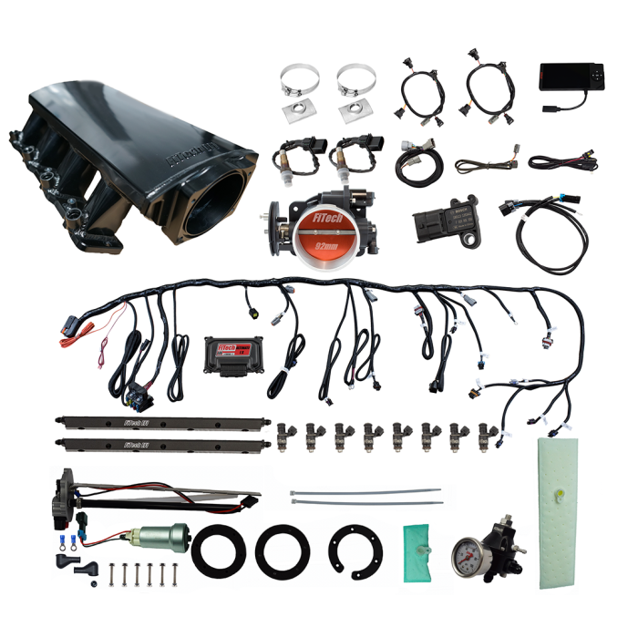 FiTech Fuel Injection - Fitech 76112 Ultimate LS 500 HP EFI System With Short LS3 Port Intake, Transmission Control, In Tank 440 LPH Pump Module & Go Fuel Regulator Master Kit
