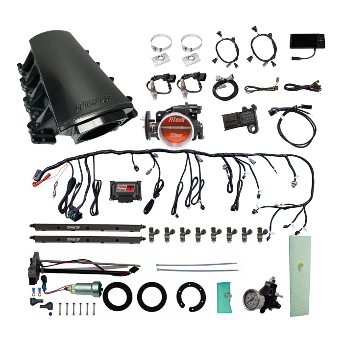 FiTech Fuel Injection - Fitech 76116 Ultimate LS 500 HP EFI System With Short LS7 Port Intake, Transmission Control, In Tank 440 LPH Pump Module & Go Fuel Regulator Master Kit