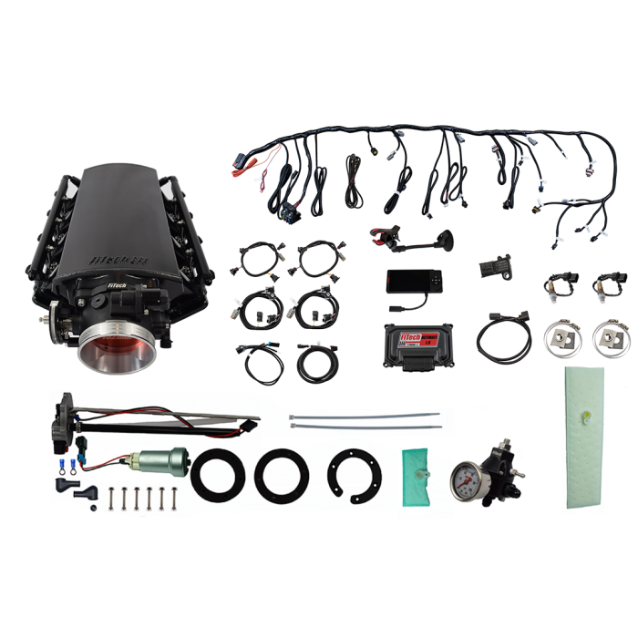 FiTech Fuel Injection - Fitech 76130 Ultimate LS 1000 HP EFI System With Short Cathedral Intake & In Tank 440 LPH Pump Module & Go Fuel Regulator Master Kit