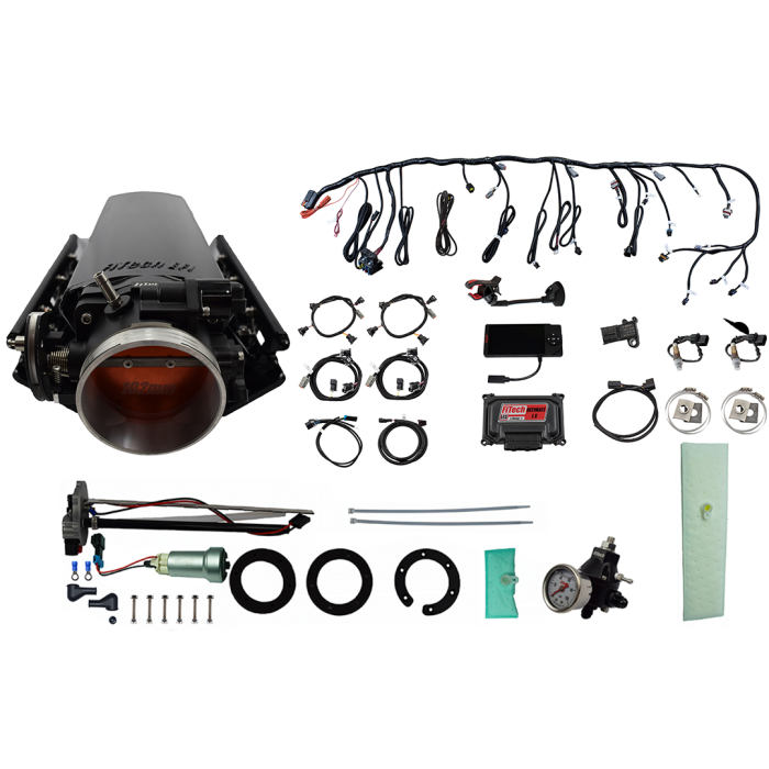 FiTech Fuel Injection - Fitech 76132 Ultimate LS 1000 HP EFI System With Long Runner Cathedral Intake & In Tank 440 LPH Pump Module & Go Fuel Regulator Master Kit