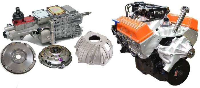 PACE Performance - SBC 350CID 390HP EFI Orange Finish Crate Engine with Tremec TKX 5 Speed Trans Combo Package Pace Performance GMP-TK6BP350-5F