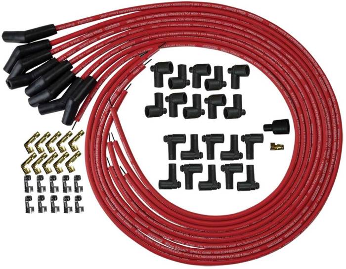 Clearance Items - 73214 Moroso Blue Max Spiral Core Universal Fit Wire Set, Red Wire, Unsleeved, HEI & Non-HEI (800-MOR73214)