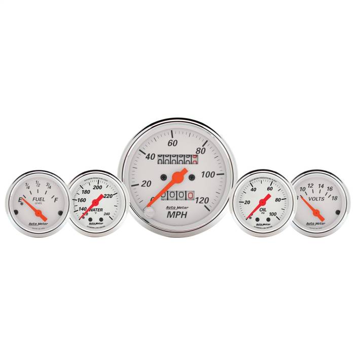 AutoMeter - AutoMeter Arctic White 5 Gauge Set Fuel/Oil/Speedo/Volt/Water 1311