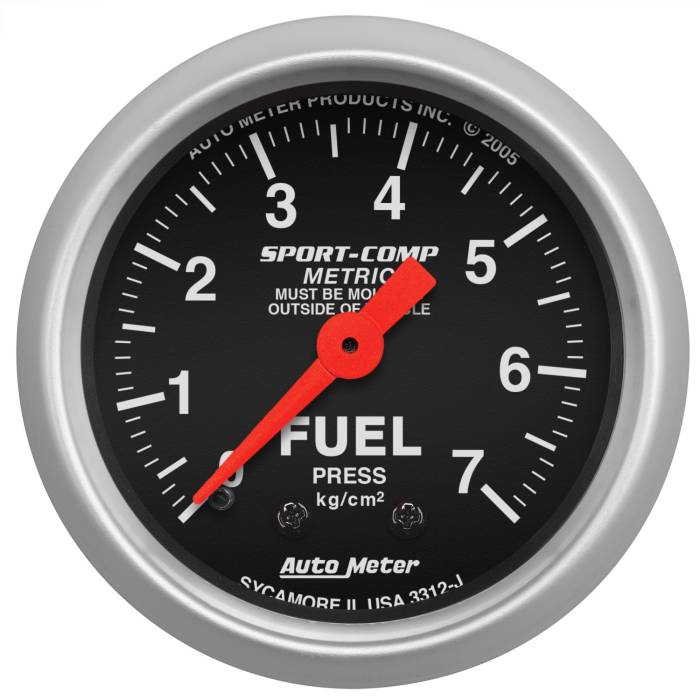 AutoMeter - AutoMeter Sport-Comp Mechanical Metric Fuel Pressure Gauge 3312-J