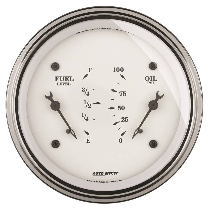 AutoMeter - AutoMeter Old Tyme White II Oil/Fuel Dual Gauge 1624