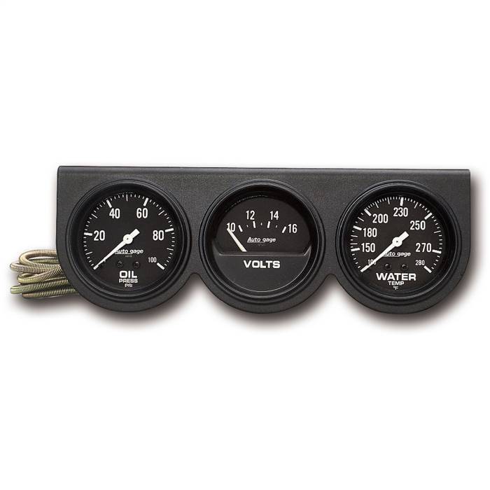 AutoMeter - AutoMeter Autogage Black Oil/Volt/Water Black Console 2398