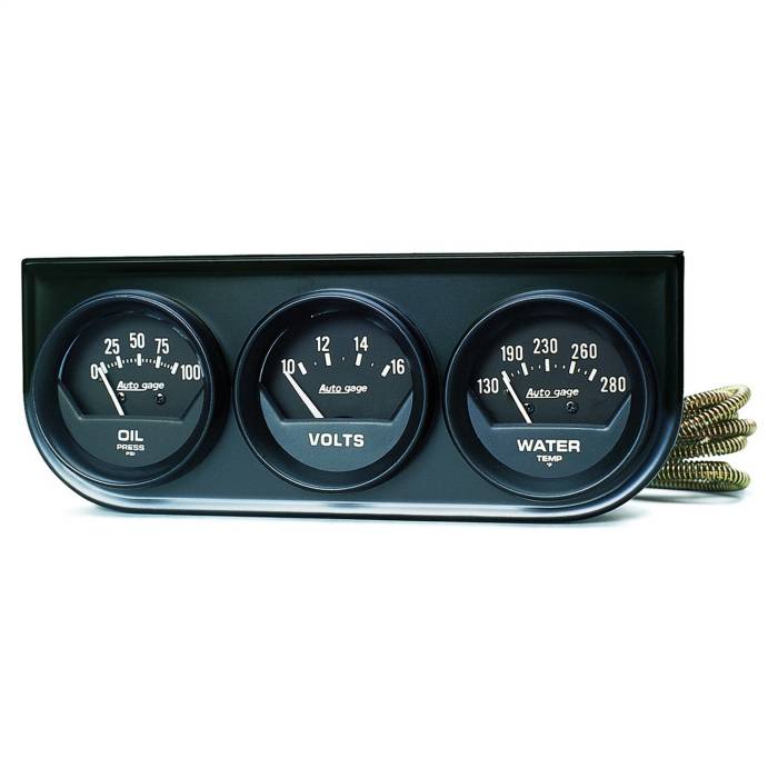 AutoMeter - AutoMeter Autogage Black Oil/Volt/Water Black Console 2348